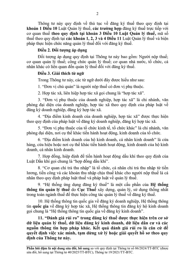 TOÀN VĂN: Dự thảo Thông tư về đăng ký thuế- Ảnh 2.