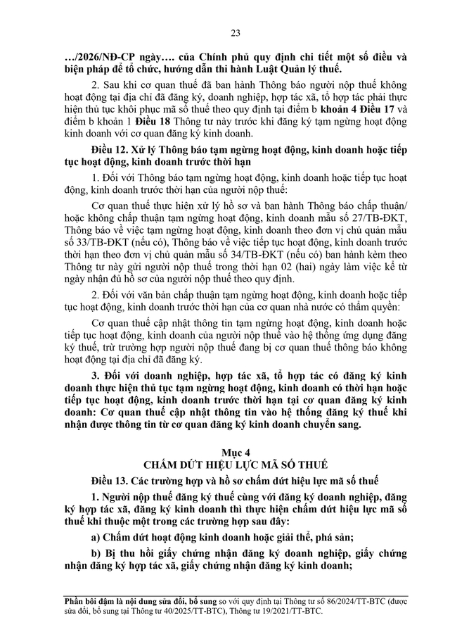 TOÀN VĂN: Dự thảo Thông tư về đăng ký thuế- Ảnh 23.