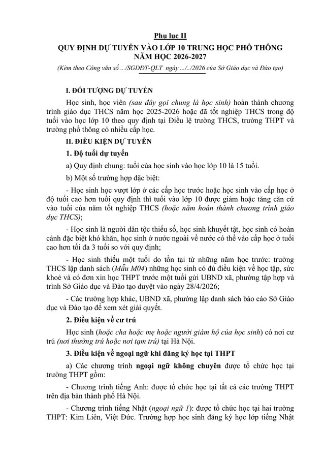Hướng dẫn tuyển sinh vào lớp 10 trung học phổ thông năm học 2026-2027 của TP Hà Nội- Ảnh 21.