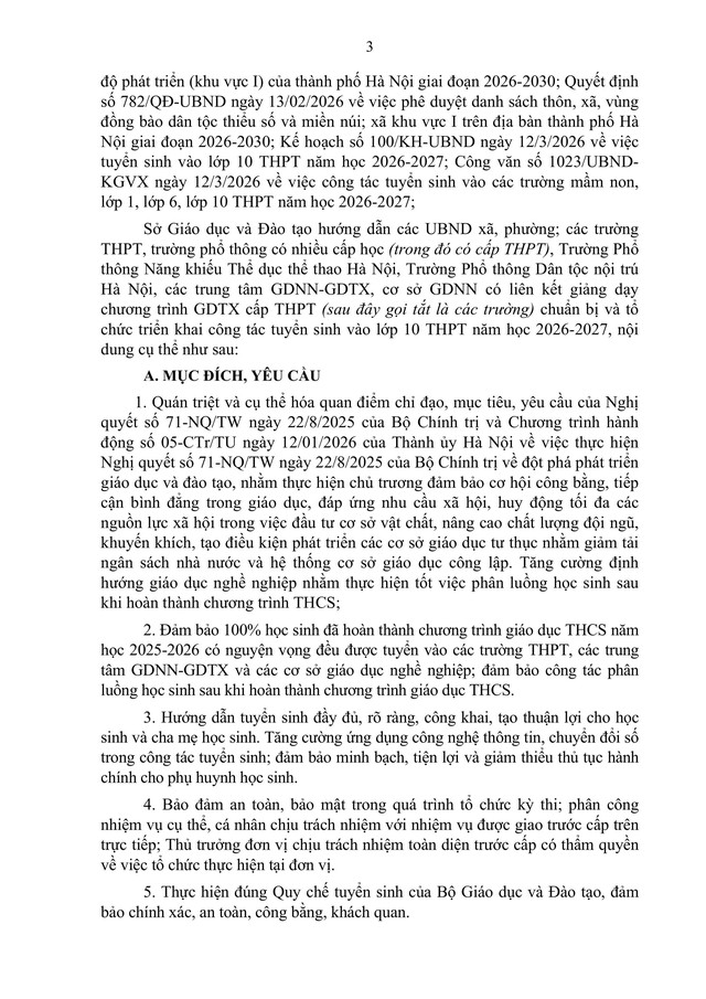 Hướng dẫn tuyển sinh vào lớp 10 trung học phổ thông năm học 2026-2027 của TP Hà Nội- Ảnh 4.