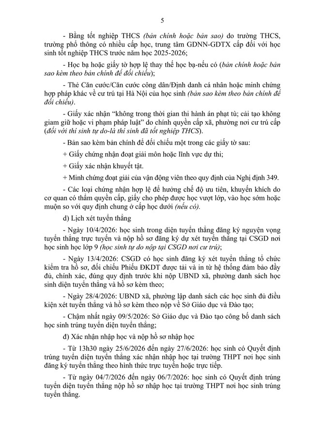 Hướng dẫn tuyển sinh vào lớp 10 trung học phổ thông năm học 2026-2027 của TP Hà Nội- Ảnh 25.