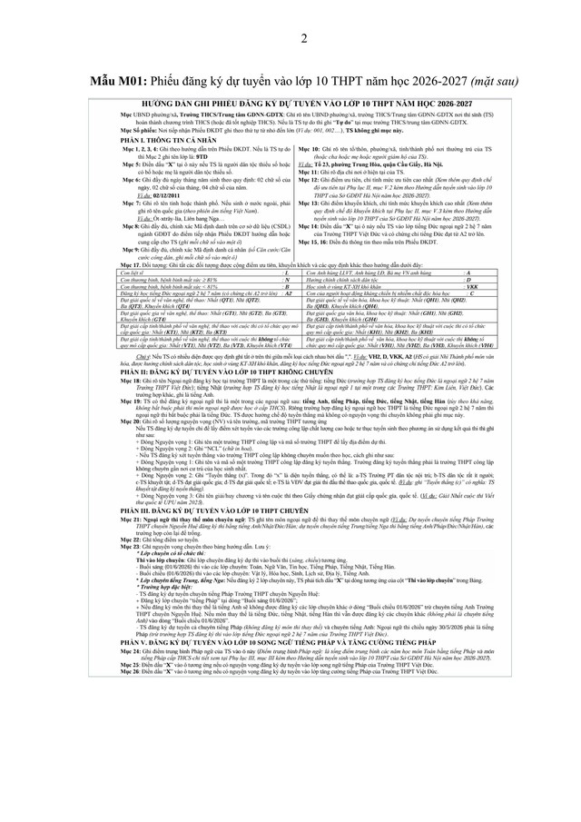 Hướng dẫn tuyển sinh vào lớp 10 trung học phổ thông năm học 2026-2027 của TP Hà Nội- Ảnh 63.