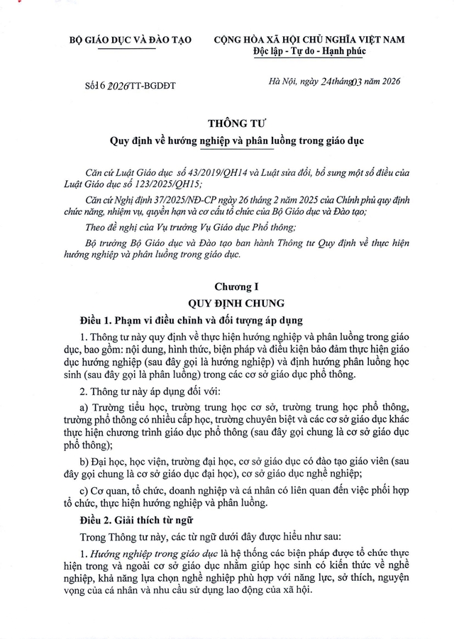TOÀN VĂN: Thông tư 16/2026/TT-BGDĐT quy định về hướng nghiệp và phân luồng trong giáo dục- Ảnh 2.