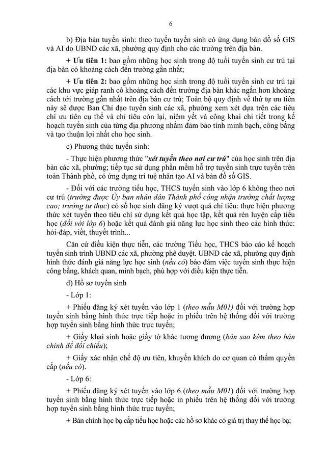 Hướng dẫn tuyển sinh vào các trường mầm non, lớp 1 và lớp 6 của Hà Nội- Ảnh 9.