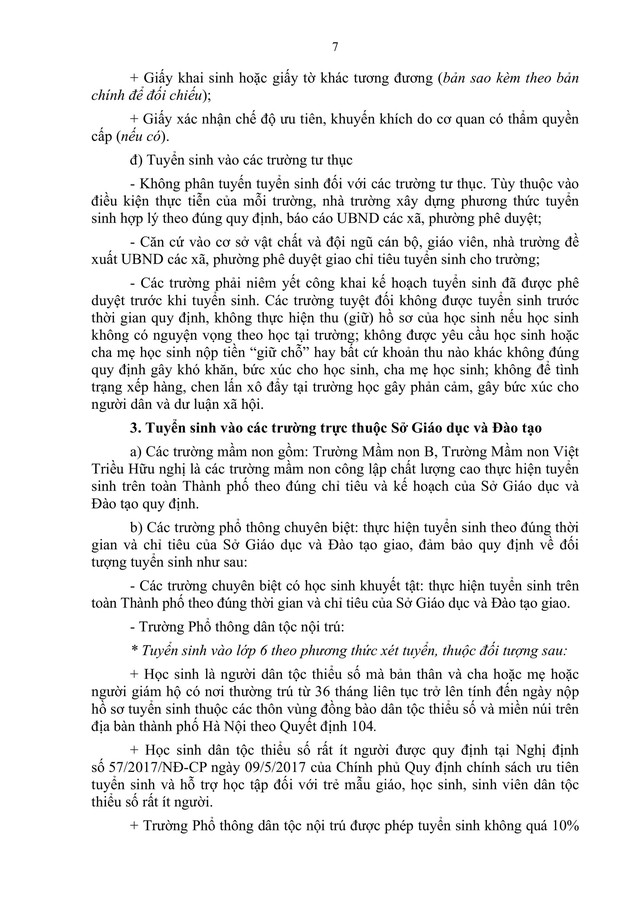 Hướng dẫn tuyển sinh vào các trường mầm non, lớp 1 và lớp 6 của Hà Nội- Ảnh 10.