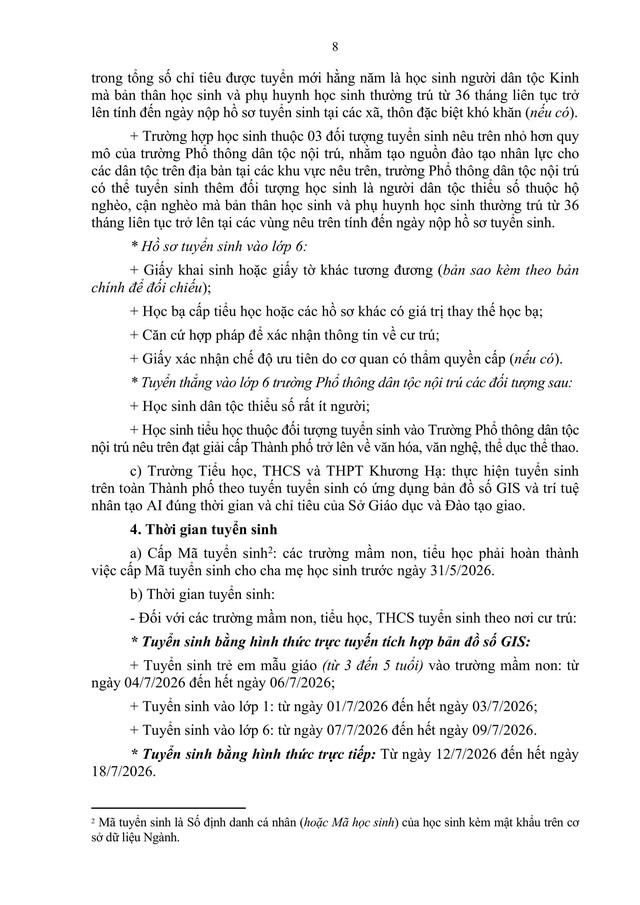 Hướng dẫn tuyển sinh vào các trường mầm non, lớp 1 và lớp 6 của Hà Nội- Ảnh 11.