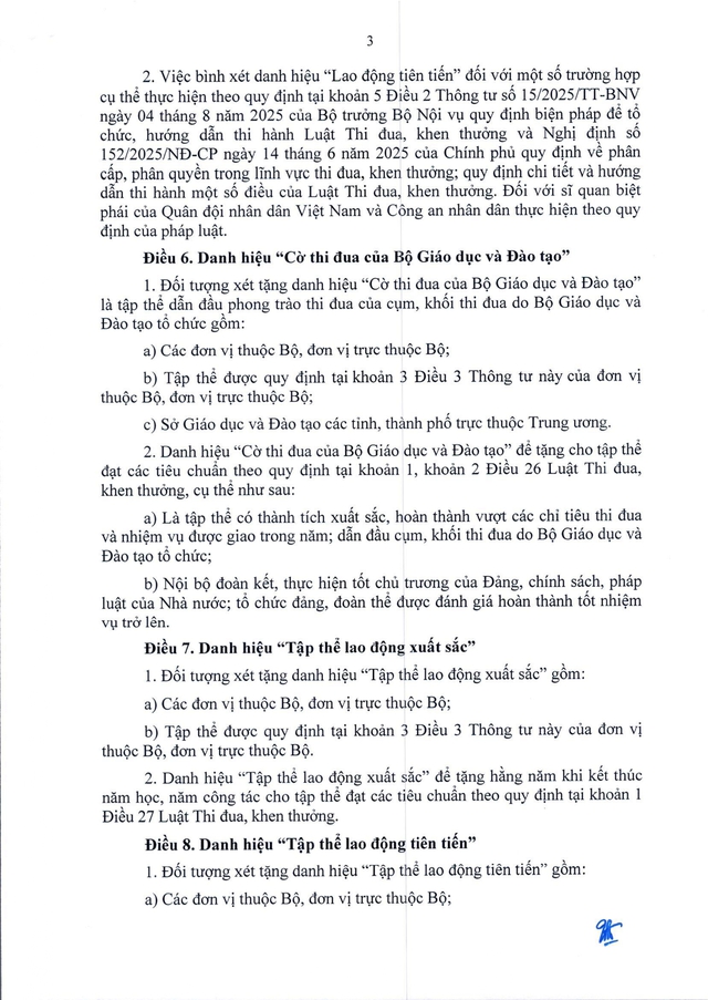 TOÀN VĂN: Thông tư 07/2026/TT-BGDĐT về lĩnh vực thi đua, khen thưởng với ngành Giáo dục- Ảnh 4. TOÀN VĂN: Thông tư 07/2026/TT-BGDĐT về lĩnh vực thi đua, khen thưởng với ngành Giáo dục- Ảnh 4.