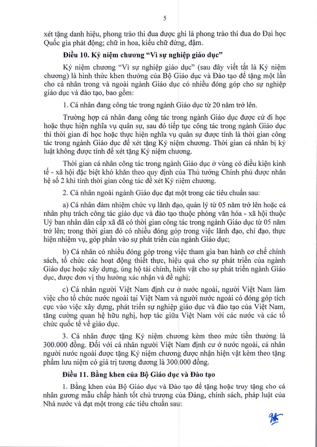 TOÀN VĂN: Thông tư 07/2026/TT-BGDĐT về lĩnh vực thi đua, khen thưởng với ngành Giáo dục- Ảnh 6. TOÀN VĂN: Thông tư 07/2026/TT-BGDĐT về lĩnh vực thi đua, khen thưởng với ngành Giáo dục- Ảnh 6.