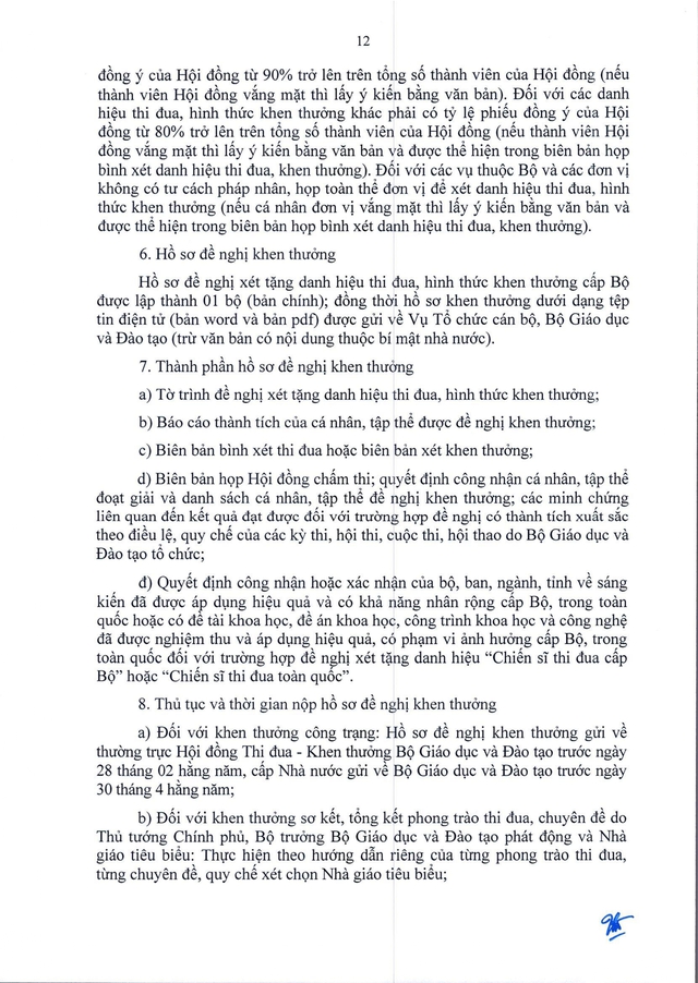 TOÀN VĂN: Thông tư 07/2026/TT-BGDĐT về lĩnh vực thi đua, khen thưởng với ngành Giáo dục- Ảnh 13. TOÀN VĂN: Thông tư 07/2026/TT-BGDĐT về lĩnh vực thi đua, khen thưởng với ngành Giáo dục- Ảnh 13.