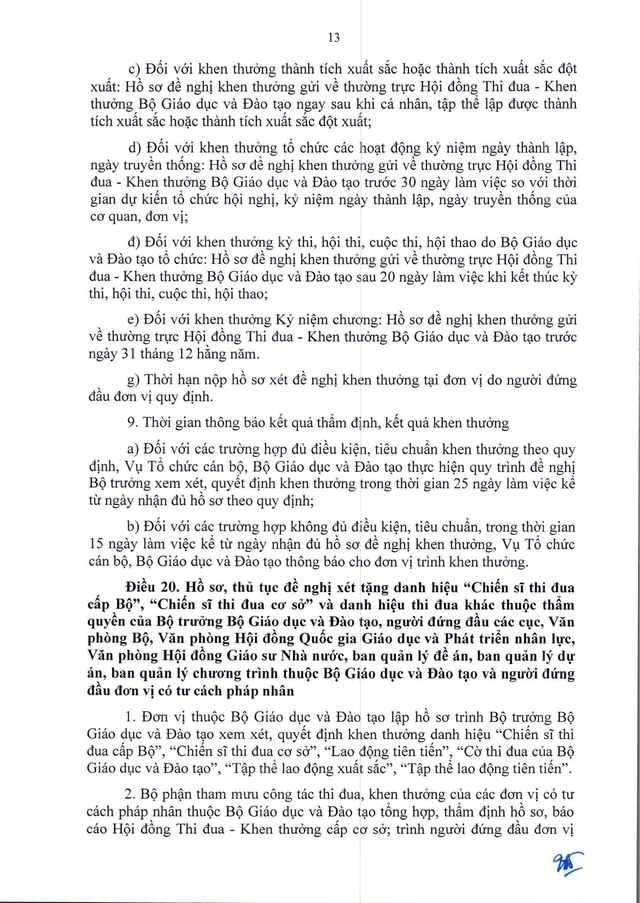 TOÀN VĂN: Thông tư 07/2026/TT-BGDĐT về lĩnh vực thi đua, khen thưởng với ngành Giáo dục- Ảnh 14. TOÀN VĂN: Thông tư 07/2026/TT-BGDĐT về lĩnh vực thi đua, khen thưởng với ngành Giáo dục- Ảnh 14.