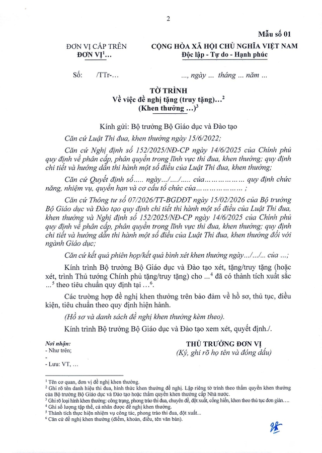 TOÀN VĂN: Thông tư 07/2026/TT-BGDĐT về lĩnh vực thi đua, khen thưởng với ngành Giáo dục- Ảnh 26. TOÀN VĂN: Thông tư 07/2026/TT-BGDĐT về lĩnh vực thi đua, khen thưởng với ngành Giáo dục- Ảnh 26.