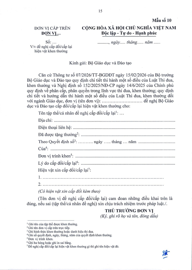 TOÀN VĂN: Thông tư 07/2026/TT-BGDĐT về lĩnh vực thi đua, khen thưởng với ngành Giáo dục- Ảnh 39. TOÀN VĂN: Thông tư 07/2026/TT-BGDĐT về lĩnh vực thi đua, khen thưởng với ngành Giáo dục- Ảnh 39.