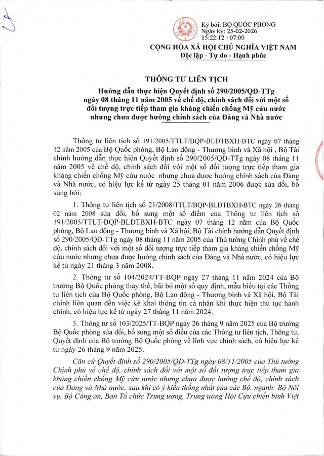 Chế độ chính sách với đối tượng trực tiếp tham gia kháng chiến chống Mỹ nhưng chưa được hưởng chính sách- Ảnh 1.