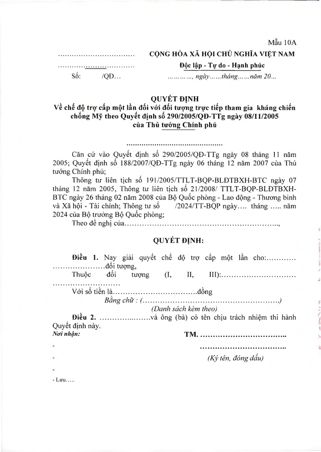 Chế độ chính sách với đối tượng trực tiếp tham gia kháng chiến chống Mỹ nhưng chưa được hưởng chính sách- Ảnh 56.