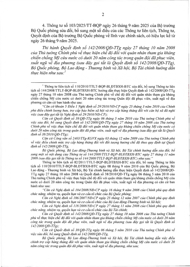 Chế độ với quân nhân tham gia kháng chiến chống Mỹ, dưới 20 năm trong quân đội đã xuất ngũ- Ảnh 2. Chế độ với quân nhân tham gia kháng chiến chống Mỹ, dưới 20 năm trong quân đội đã xuất ngũ- Ảnh 2.