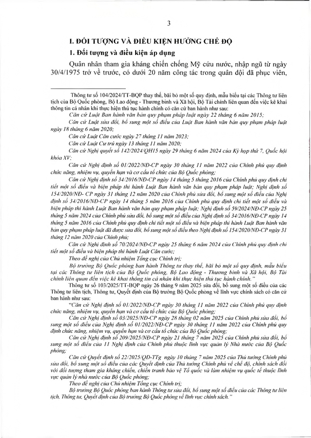 Chế độ với quân nhân tham gia kháng chiến chống Mỹ, dưới 20 năm trong quân đội đã xuất ngũ- Ảnh 3. Chế độ với quân nhân tham gia kháng chiến chống Mỹ, dưới 20 năm trong quân đội đã xuất ngũ- Ảnh 3.