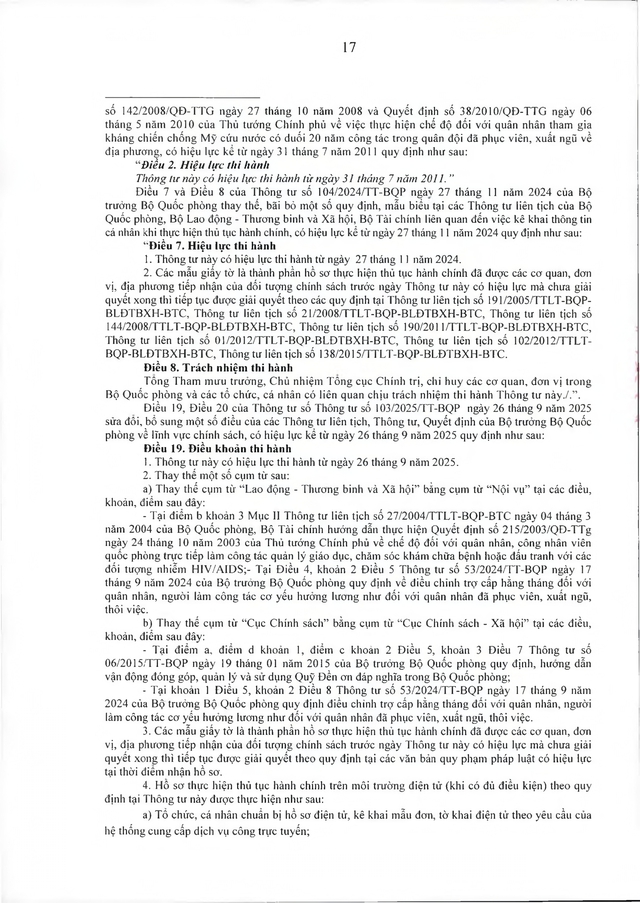 Chế độ với quân nhân tham gia kháng chiến chống Mỹ, dưới 20 năm trong quân đội đã xuất ngũ- Ảnh 17. Chế độ với quân nhân tham gia kháng chiến chống Mỹ, dưới 20 năm trong quân đội đã xuất ngũ- Ảnh 17.