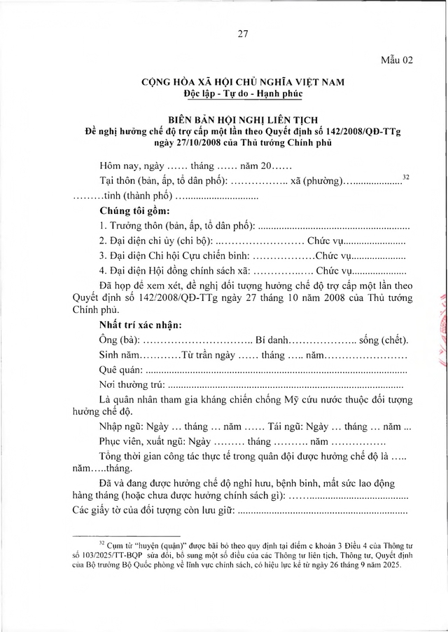 Chế độ với quân nhân tham gia kháng chiến chống Mỹ, dưới 20 năm trong quân đội đã xuất ngũ- Ảnh 27. Chế độ với quân nhân tham gia kháng chiến chống Mỹ, dưới 20 năm trong quân đội đã xuất ngũ- Ảnh 27.