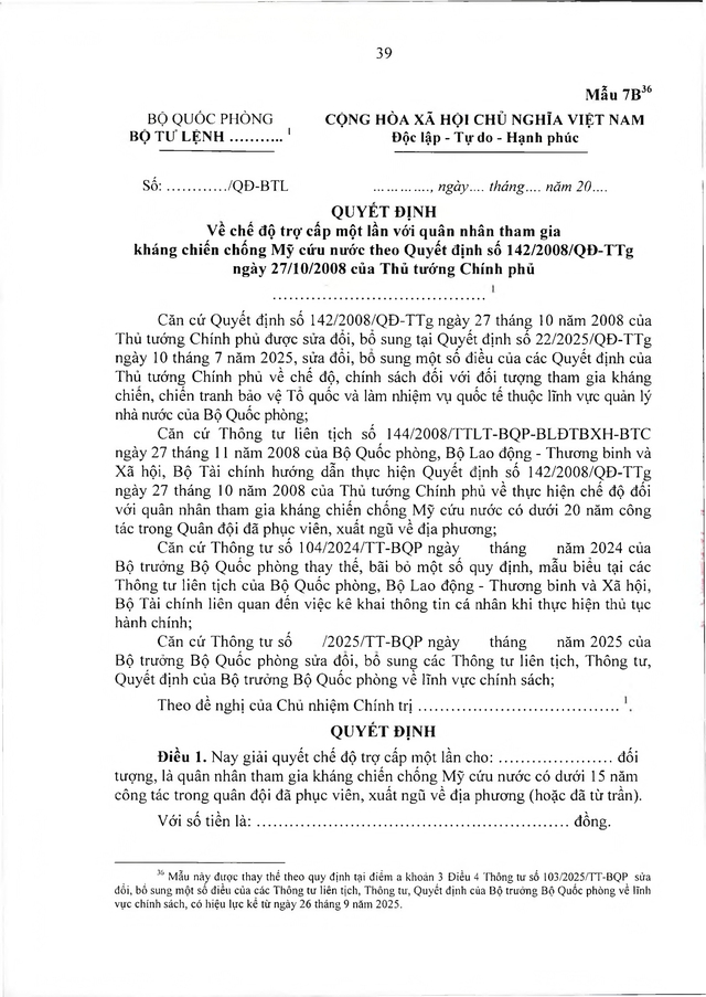 Chế độ với quân nhân tham gia kháng chiến chống Mỹ, dưới 20 năm trong quân đội đã xuất ngũ- Ảnh 39. Chế độ với quân nhân tham gia kháng chiến chống Mỹ, dưới 20 năm trong quân đội đã xuất ngũ- Ảnh 39.