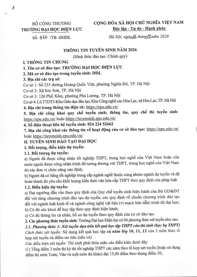 Trường Đại học Điện lực thông báo tuyển sinh 2026- Ảnh 8. Trường Đại học Điện lực thông báo tuyển sinh 2026- Ảnh 8.