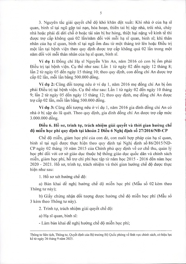 Hướng dẫn chế độ, chính sách với hạ sĩ quan, binh sĩ tại ngũ, xuất ngũ; thân nhân hạ sĩ quan, binh sĩ tại ngũ- Ảnh 5. Hướng dẫn chế độ, chính sách với hạ sĩ quan, binh sĩ tại ngũ, xuất ngũ; thân nhân hạ sĩ quan, binh sĩ tại ngũ- Ảnh 5.