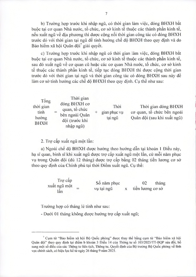 Hướng dẫn chế độ, chính sách với hạ sĩ quan, binh sĩ tại ngũ, xuất ngũ; thân nhân hạ sĩ quan, binh sĩ tại ngũ- Ảnh 7. Hướng dẫn chế độ, chính sách với hạ sĩ quan, binh sĩ tại ngũ, xuất ngũ; thân nhân hạ sĩ quan, binh sĩ tại ngũ- Ảnh 7.
