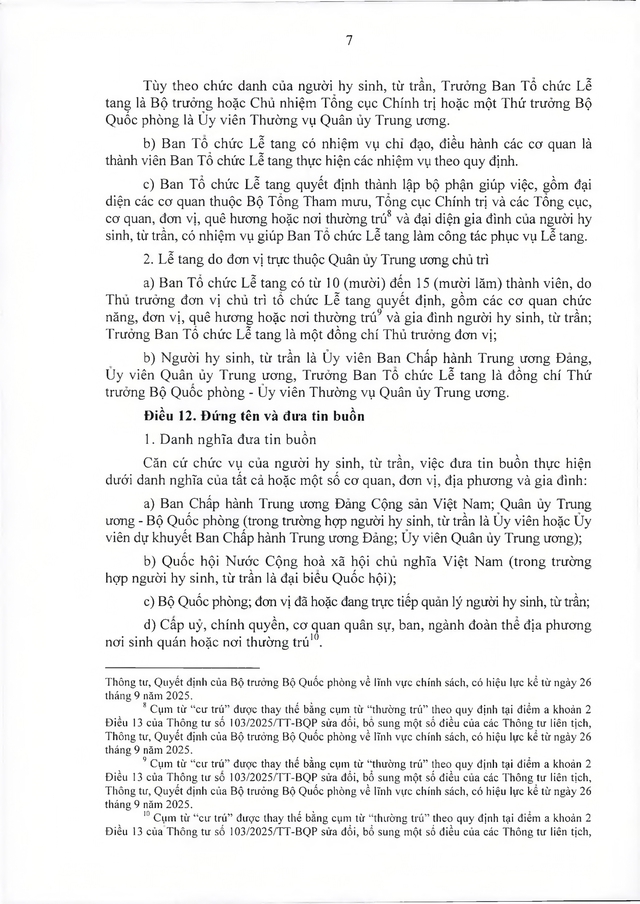 Quy định, hướng dẫn tổ chức lễ tang với quân nhân, công nhân, viên chức quốc phòng; người làm cơ yếu do Bộ Quốc phòng quản lý- Ảnh 23.