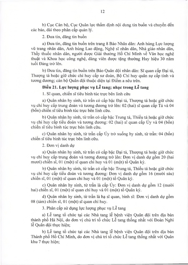 Quy định, hướng dẫn tổ chức lễ tang với quân nhân, công nhân, viên chức quốc phòng; người làm cơ yếu do Bộ Quốc phòng quản lý- Ảnh 28.