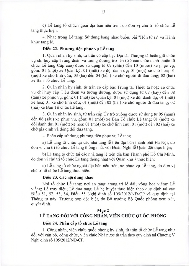 Quy định, hướng dẫn tổ chức lễ tang với quân nhân, công nhân, viên chức quốc phòng; người làm cơ yếu do Bộ Quốc phòng quản lý- Ảnh 29.