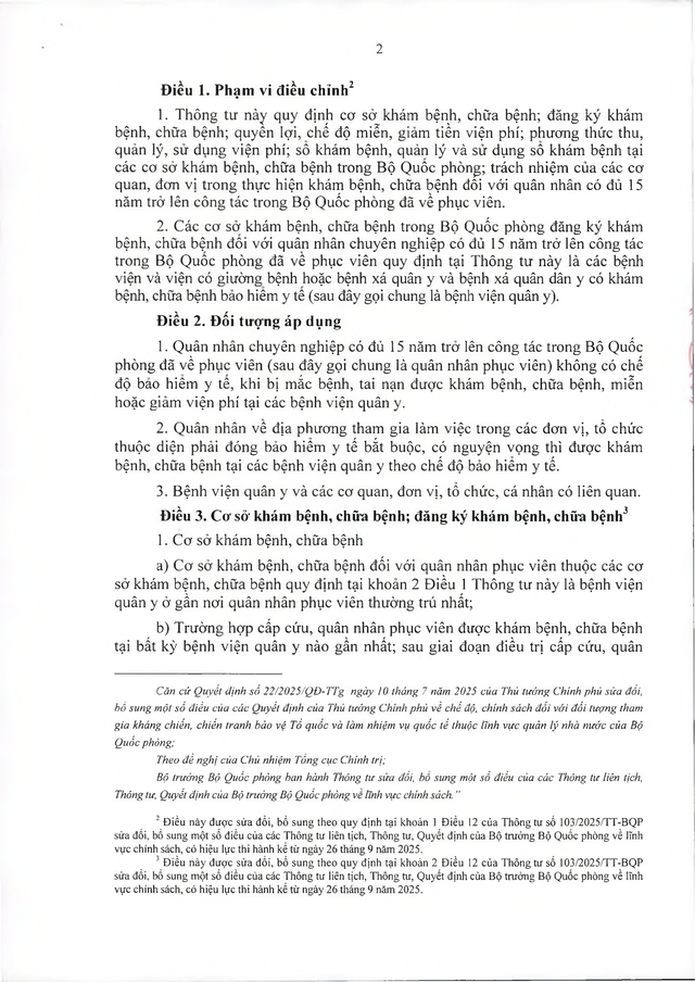 Quy định về khám, chữa bệnh với quân nhân chuyên nghiệp đủ 15 năm công tác trở lên đã phục viên- Ảnh 2.