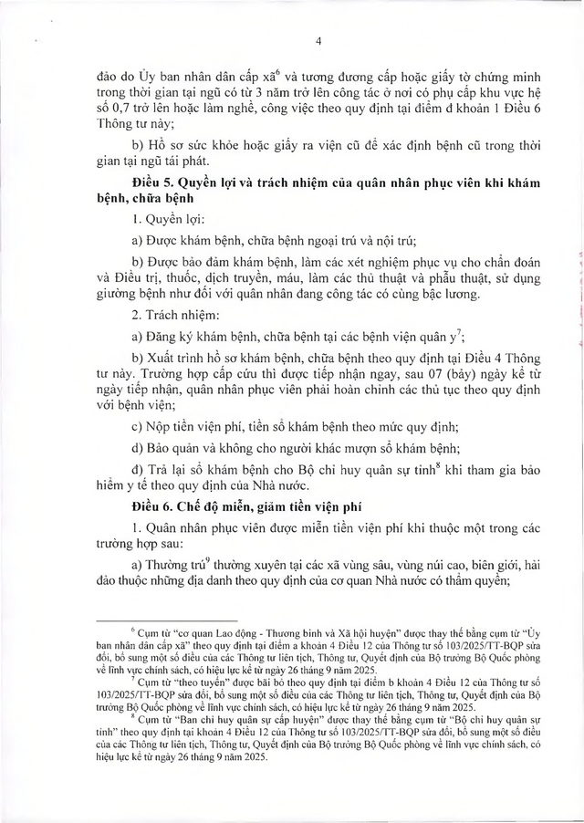 Quy định về khám, chữa bệnh với quân nhân chuyên nghiệp đủ 15 năm công tác trở lên đã phục viên- Ảnh 4.
