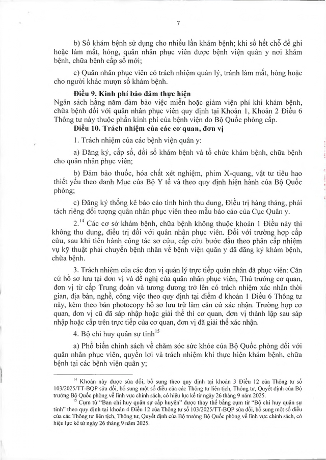 Quy định về khám, chữa bệnh với quân nhân chuyên nghiệp đủ 15 năm công tác trở lên đã phục viên- Ảnh 7.