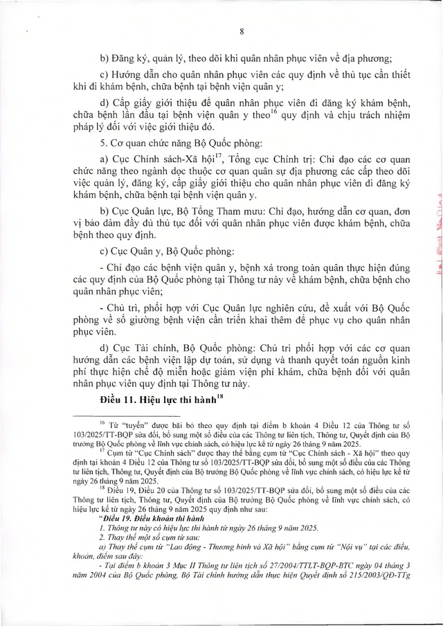 Quy định về khám, chữa bệnh với quân nhân chuyên nghiệp đủ 15 năm công tác trở lên đã phục viên- Ảnh 8.