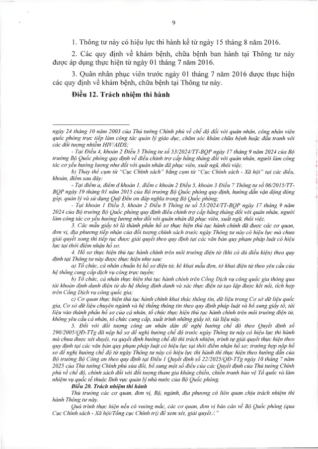 Quy định về khám, chữa bệnh với quân nhân chuyên nghiệp đủ 15 năm công tác trở lên đã phục viên- Ảnh 9.