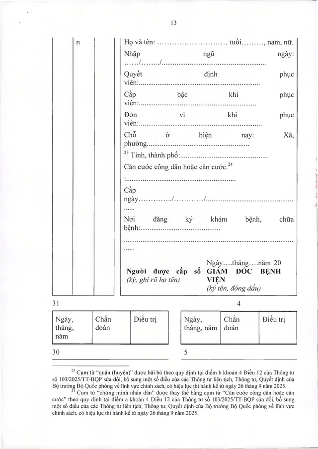 Quy định về khám, chữa bệnh với quân nhân chuyên nghiệp đủ 15 năm công tác trở lên đã phục viên- Ảnh 13.