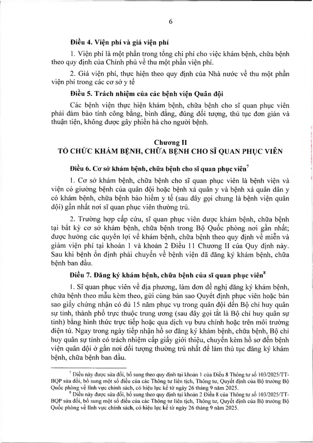 Quy định về khám, chữa bệnh với sĩ quan phục viên đủ 15 năm phục vụ trong Quân đội- Ảnh 6.