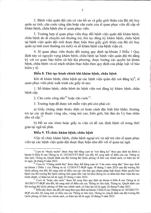 Quy định về khám, chữa bệnh với sĩ quan phục viên đủ 15 năm phục vụ trong Quân đội- Ảnh 7.