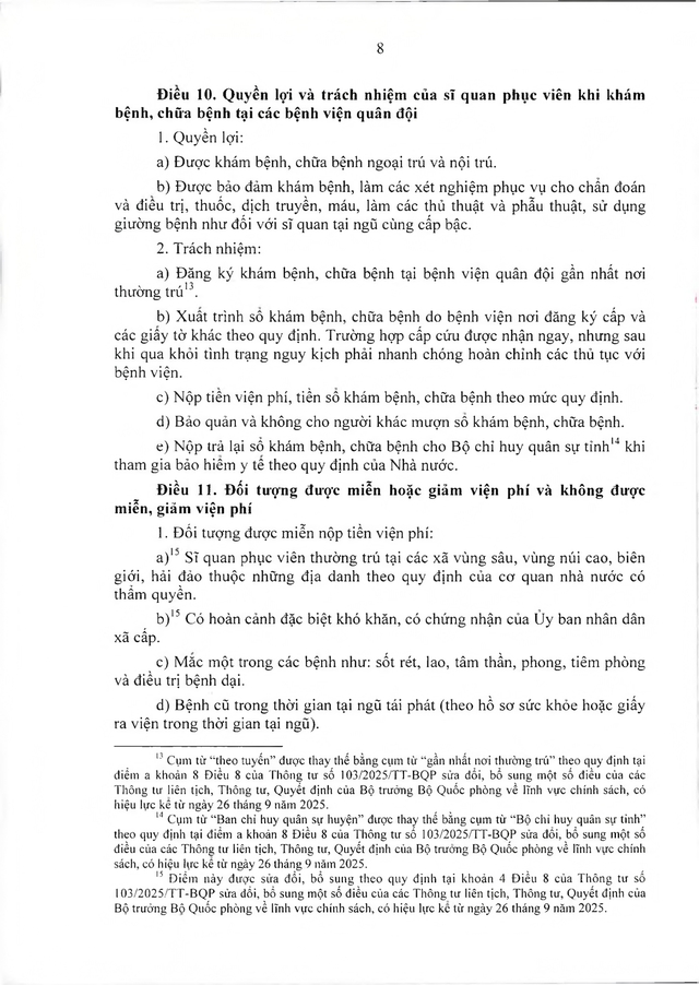 Quy định về khám, chữa bệnh với sĩ quan phục viên đủ 15 năm phục vụ trong Quân đội- Ảnh 8.