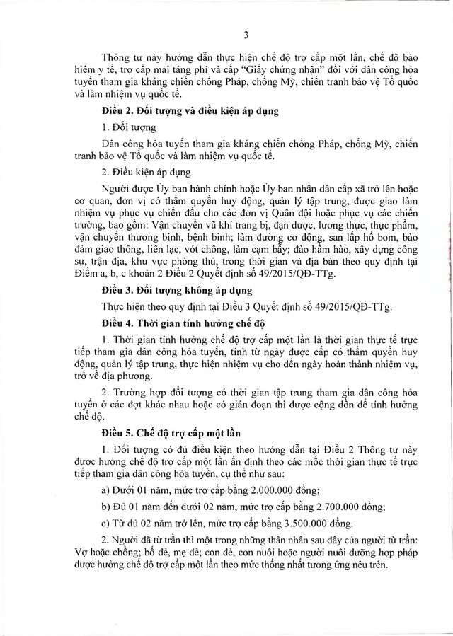 Quy định chế độ với dân công hỏa tuyến tham gia kháng chiến, làm nhiệm vụ quốc tế- Ảnh 4.