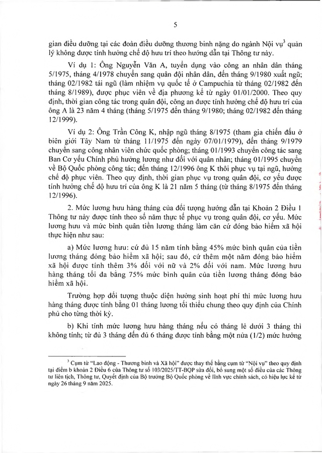 Chế độ với quân nhân, công an tham gia chiến tranh bảo vệ Tổ quốc, làm nhiệm vụ ở Campuchia, Lào sau 30/4/1975 đủ 20 năm trong quân đội đã xuất ngũ- Ảnh 5. Chế độ với quân nhân, công an tham gia chiến tranh bảo vệ Tổ quốc, làm nhiệm vụ ở Campuchia, Lào sau 30/4/1975 đủ 20 năm trong quân đội đã xuất ngũ- Ảnh 5.