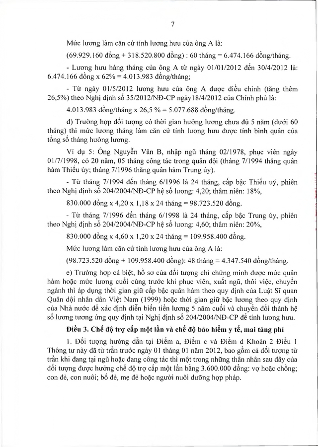 Chế độ với quân nhân, công an tham gia chiến tranh bảo vệ Tổ quốc, làm nhiệm vụ ở Campuchia, Lào sau 30/4/1975 đủ 20 năm trong quân đội đã xuất ngũ- Ảnh 7. Chế độ với quân nhân, công an tham gia chiến tranh bảo vệ Tổ quốc, làm nhiệm vụ ở Campuchia, Lào sau 30/4/1975 đủ 20 năm trong quân đội đã xuất ngũ- Ảnh 7.