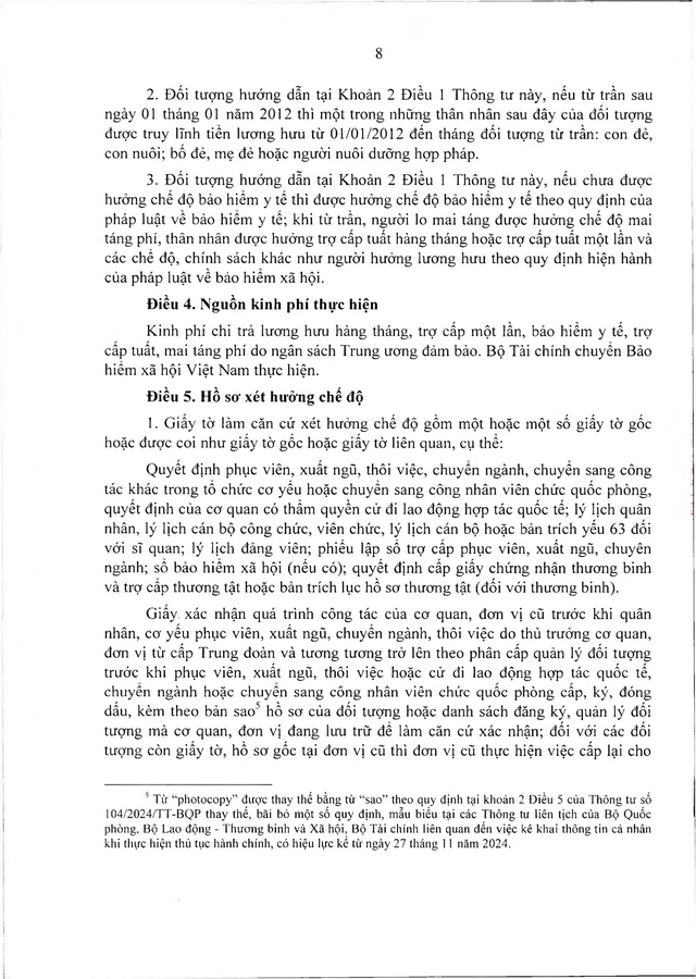 Chế độ với quân nhân, công an tham gia chiến tranh bảo vệ Tổ quốc, làm nhiệm vụ ở Campuchia, Lào sau 30/4/1975 đủ 20 năm trong quân đội đã xuất ngũ- Ảnh 8. Chế độ với quân nhân, công an tham gia chiến tranh bảo vệ Tổ quốc, làm nhiệm vụ ở Campuchia, Lào sau 30/4/1975 đủ 20 năm trong quân đội đã xuất ngũ- Ảnh 8.