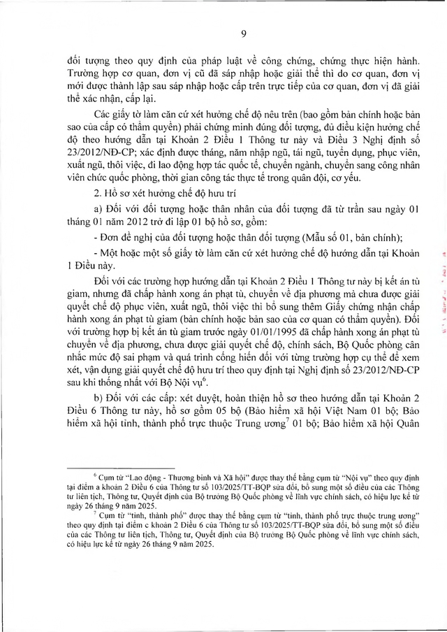 Chế độ với quân nhân, công an tham gia chiến tranh bảo vệ Tổ quốc, làm nhiệm vụ ở Campuchia, Lào sau 30/4/1975 đủ 20 năm trong quân đội đã xuất ngũ- Ảnh 9. Chế độ với quân nhân, công an tham gia chiến tranh bảo vệ Tổ quốc, làm nhiệm vụ ở Campuchia, Lào sau 30/4/1975 đủ 20 năm trong quân đội đã xuất ngũ- Ảnh 9.
