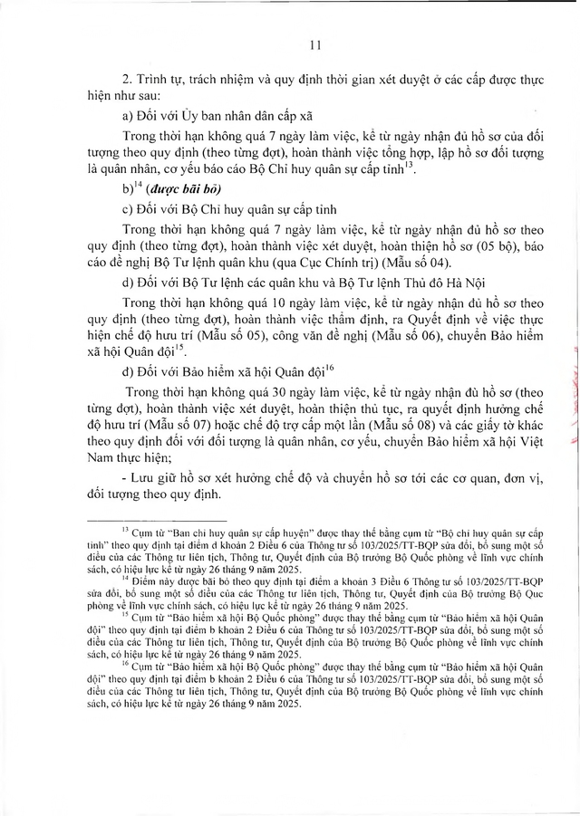 Chế độ với quân nhân, công an tham gia chiến tranh bảo vệ Tổ quốc, làm nhiệm vụ ở Campuchia, Lào sau 30/4/1975 đủ 20 năm trong quân đội đã xuất ngũ- Ảnh 11. Chế độ với quân nhân, công an tham gia chiến tranh bảo vệ Tổ quốc, làm nhiệm vụ ở Campuchia, Lào sau 30/4/1975 đủ 20 năm trong quân đội đã xuất ngũ- Ảnh 11.