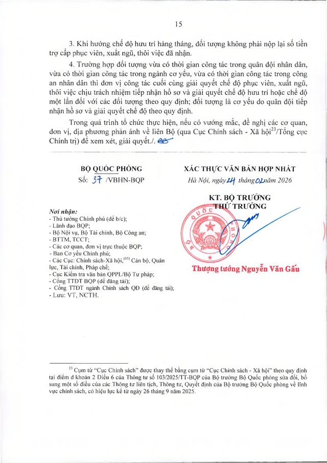 Chế độ với quân nhân, công an tham gia chiến tranh bảo vệ Tổ quốc, làm nhiệm vụ ở Campuchia, Lào sau 30/4/1975 đủ 20 năm trong quân đội đã xuất ngũ- Ảnh 15. Chế độ với quân nhân, công an tham gia chiến tranh bảo vệ Tổ quốc, làm nhiệm vụ ở Campuchia, Lào sau 30/4/1975 đủ 20 năm trong quân đội đã xuất ngũ- Ảnh 15.