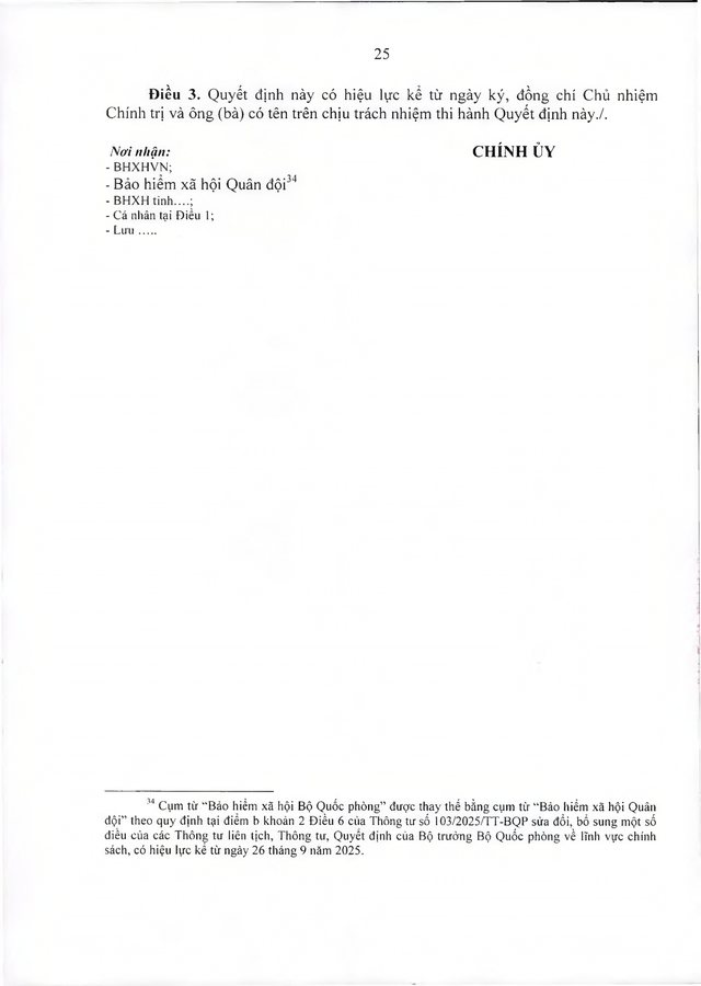 Chế độ với quân nhân, công an tham gia chiến tranh bảo vệ Tổ quốc, làm nhiệm vụ ở Campuchia, Lào sau 30/4/1975 đủ 20 năm trong quân đội đã xuất ngũ- Ảnh 25. Chế độ với quân nhân, công an tham gia chiến tranh bảo vệ Tổ quốc, làm nhiệm vụ ở Campuchia, Lào sau 30/4/1975 đủ 20 năm trong quân đội đã xuất ngũ- Ảnh 25.