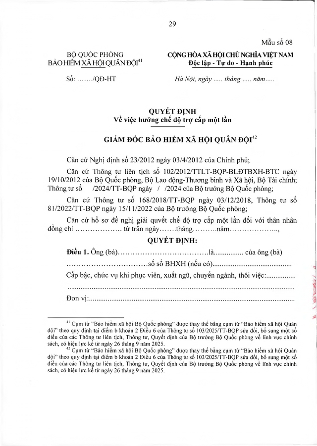 Chế độ với quân nhân, công an tham gia chiến tranh bảo vệ Tổ quốc, làm nhiệm vụ ở Campuchia, Lào sau 30/4/1975 đủ 20 năm trong quân đội đã xuất ngũ- Ảnh 29. Chế độ với quân nhân, công an tham gia chiến tranh bảo vệ Tổ quốc, làm nhiệm vụ ở Campuchia, Lào sau 30/4/1975 đủ 20 năm trong quân đội đã xuất ngũ- Ảnh 29.