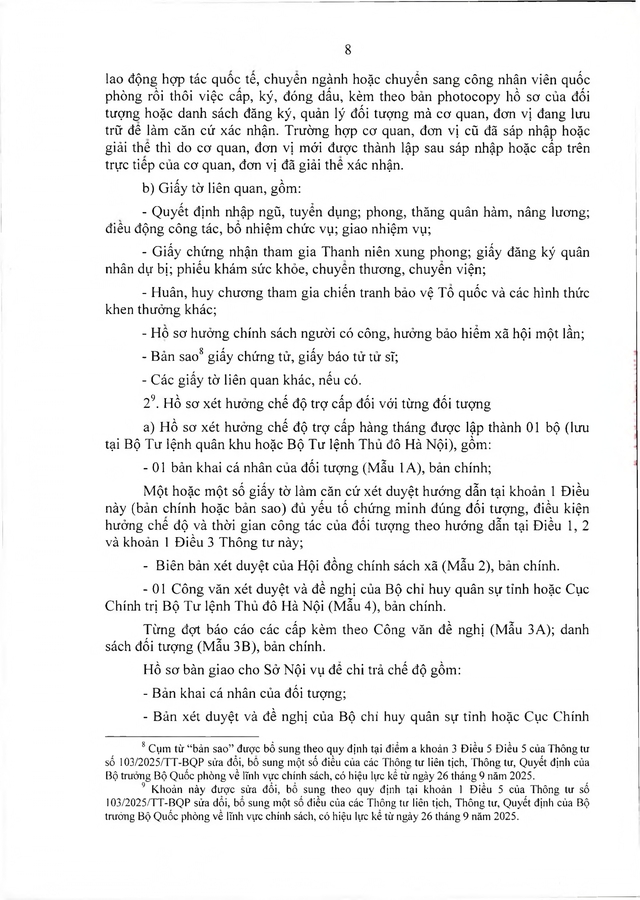 Chế độ với người tham gia chiến tranh bảo vệ Tổ quốc, làm nhiệm vụ ở Campuchia, Lào sau 30/4/1975 đã xuất ngũ- Ảnh 8. Chế độ với người tham gia chiến tranh bảo vệ Tổ quốc, làm nhiệm vụ ở Campuchia, Lào sau 30/4/1975 đã xuất ngũ- Ảnh 8.