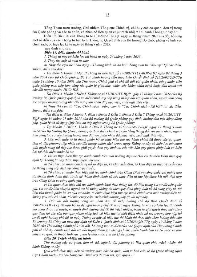 Chế độ với người tham gia chiến tranh bảo vệ Tổ quốc, làm nhiệm vụ ở Campuchia, Lào sau 30/4/1975 đã xuất ngũ- Ảnh 15. Chế độ với người tham gia chiến tranh bảo vệ Tổ quốc, làm nhiệm vụ ở Campuchia, Lào sau 30/4/1975 đã xuất ngũ- Ảnh 15.