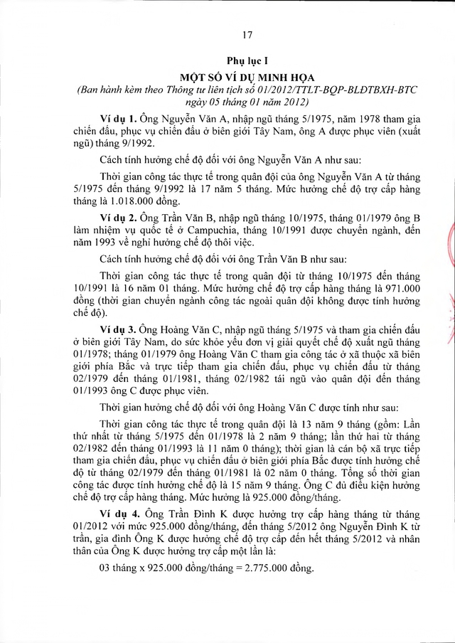 Chế độ với người tham gia chiến tranh bảo vệ Tổ quốc, làm nhiệm vụ ở Campuchia, Lào sau 30/4/1975 đã xuất ngũ- Ảnh 17. Chế độ với người tham gia chiến tranh bảo vệ Tổ quốc, làm nhiệm vụ ở Campuchia, Lào sau 30/4/1975 đã xuất ngũ- Ảnh 17.